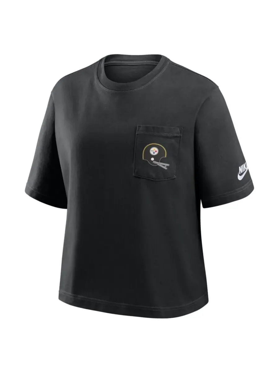 Nike Женская черная футболка Pittsburgh Steelers Rewind Pocket Boxy — изображение 5 из 5, черный
