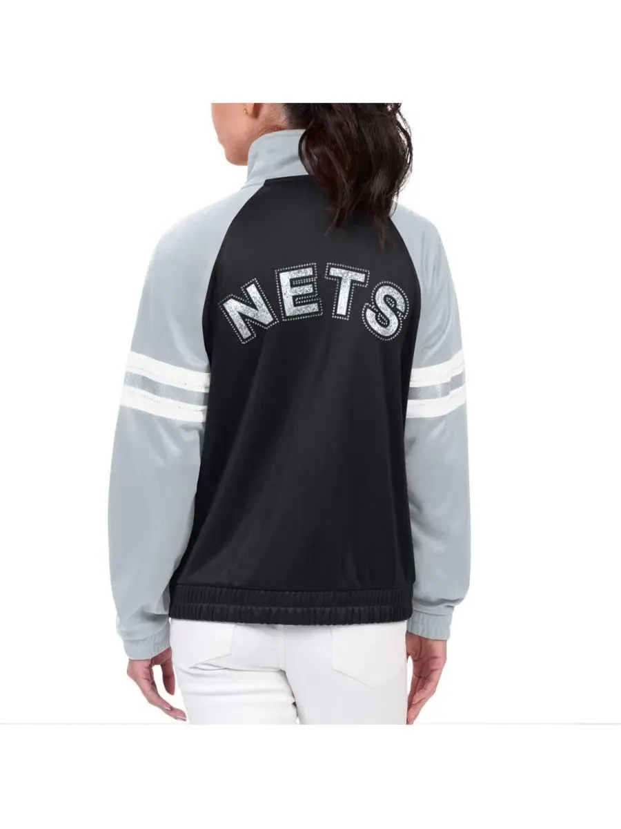 Женская куртка-бомбер с принтом и стразами, модель Main Player Raglan Rhinestone Full-Zip G-III — изображение 2 из 2, черный