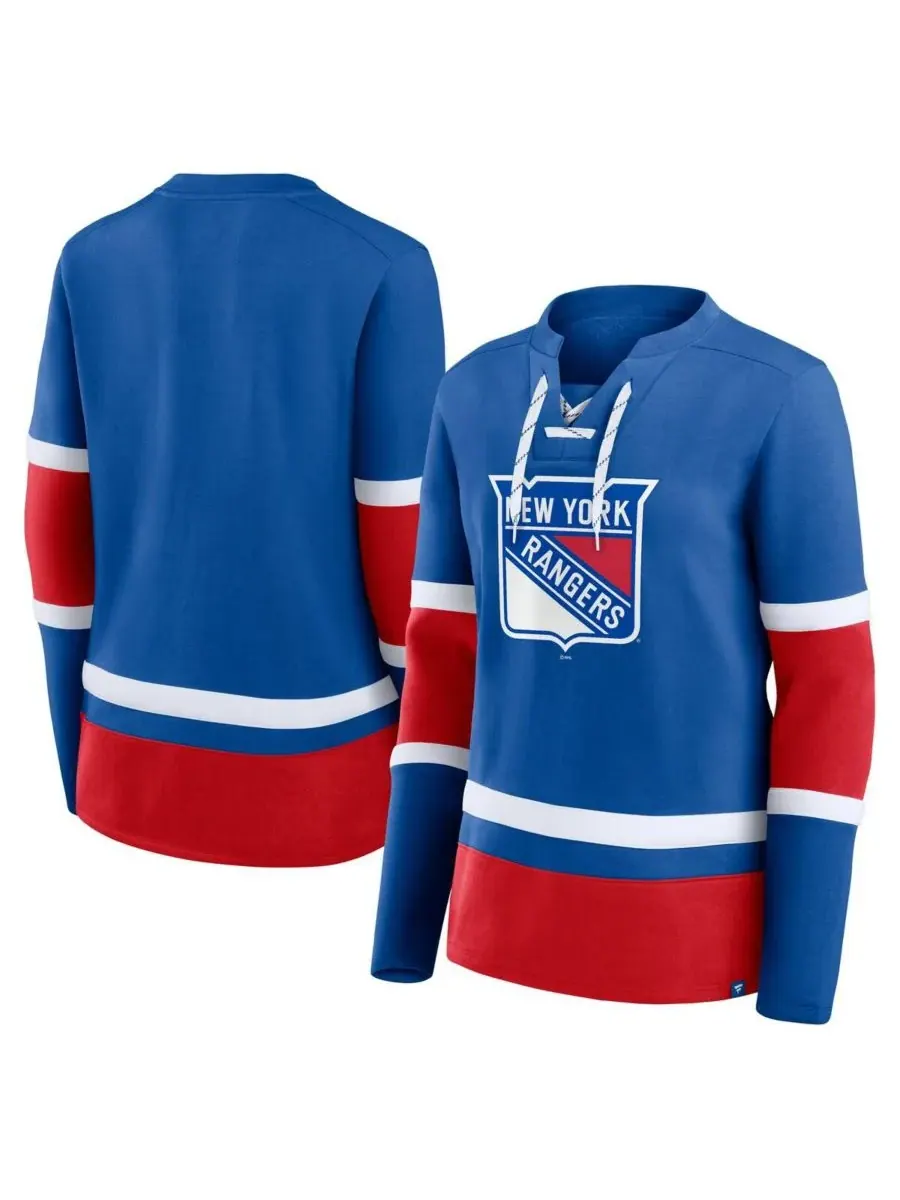 Fanatics Женская синяя футболка с длинными рукавами и шнуровкой New York Rangers Prime Time — изображение 1 из 3, синий