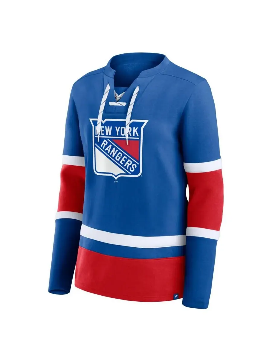 Fanatics Женская синяя футболка с длинными рукавами и шнуровкой New York Rangers Prime Time — изображение 3 из 3, синий