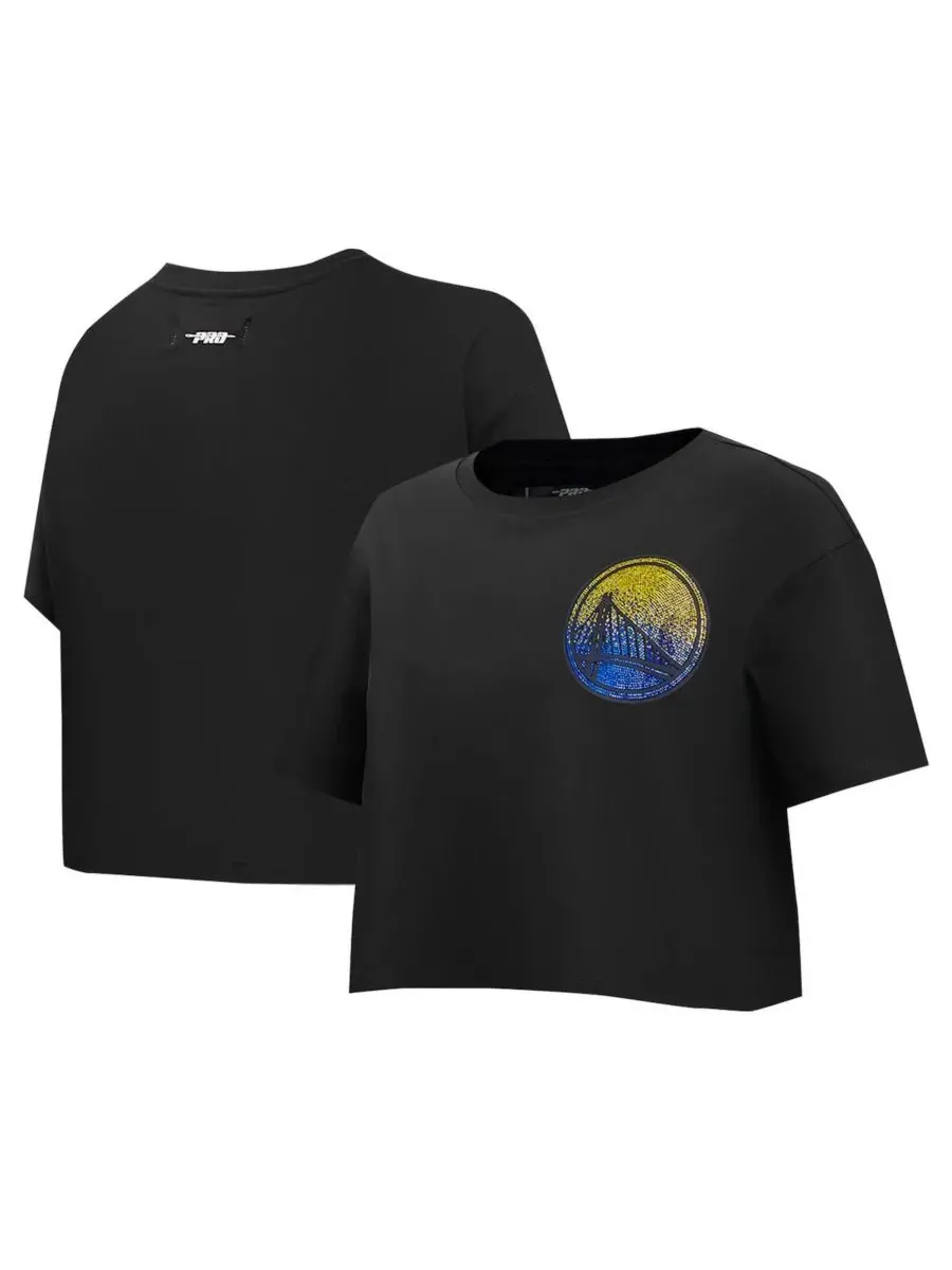 Pro Standard Женская черная укороченная футболка свободного кроя Golden State Warriors Jewels — изображение 1 из 3, черный