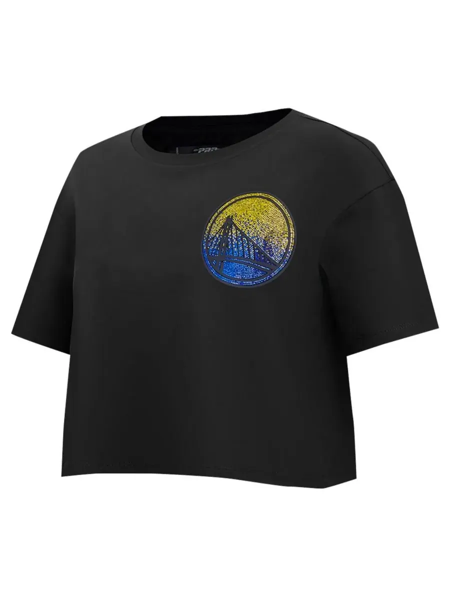 Pro Standard Женская черная укороченная футболка свободного кроя Golden State Warriors Jewels — изображение 2 из 3, черный