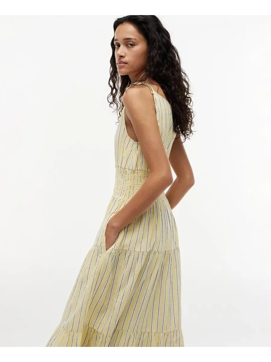 Платье-миди без рукавов с завязками Tommy Hilfiger, Licorice Stripe Citronella — изображение 2 из 4