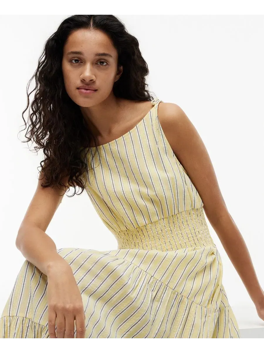 Платье-миди без рукавов с завязками Tommy Hilfiger, Licorice Stripe Citronella — изображение 3 из 4