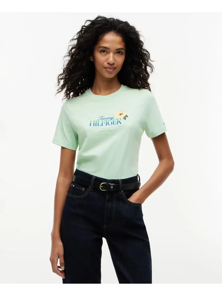 Футболка женская с круглым вырезом Tommy Hilfiger, Gentle Jade