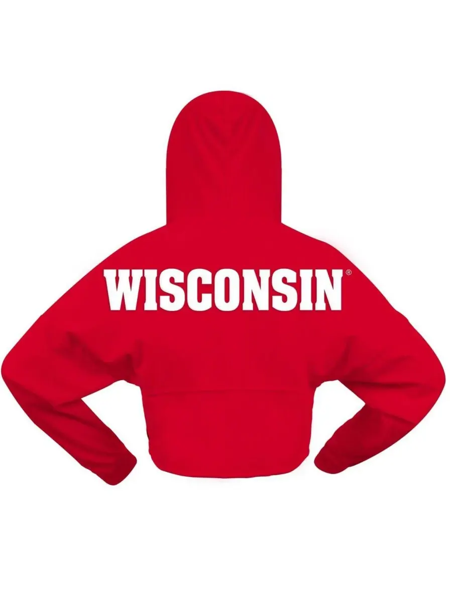 Spirit Jersey Женская красная укороченная толстовка с капюшоном Wisconsin Badgers оверсайз — изображение 2 из 3, красный