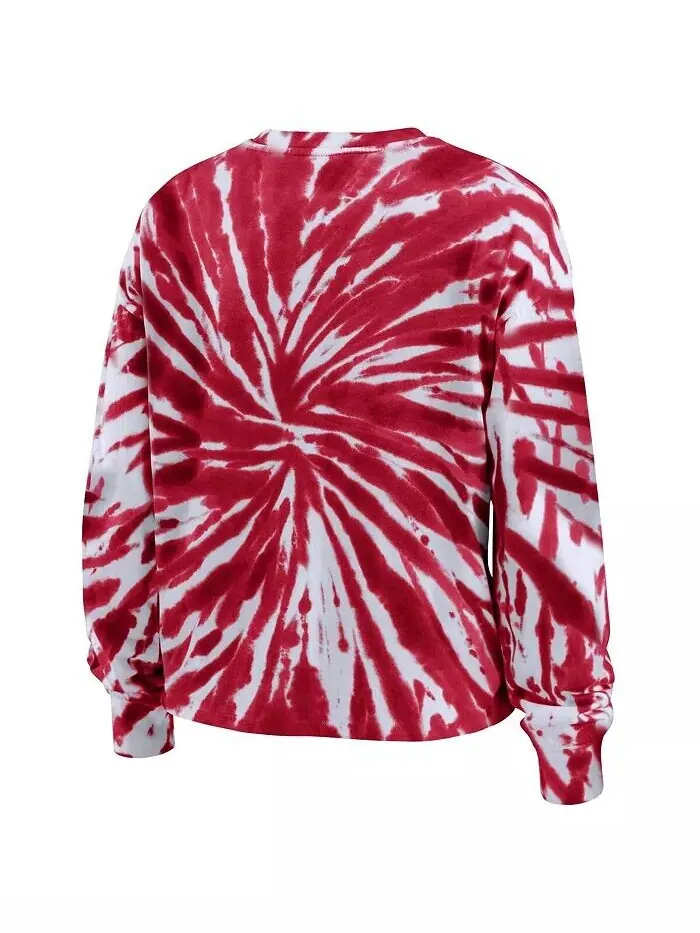 Женская красная футболка с длинным рукавом Wisconsin Badgers тай-дай Wear By Erin Andrews — изображение 2 из 3