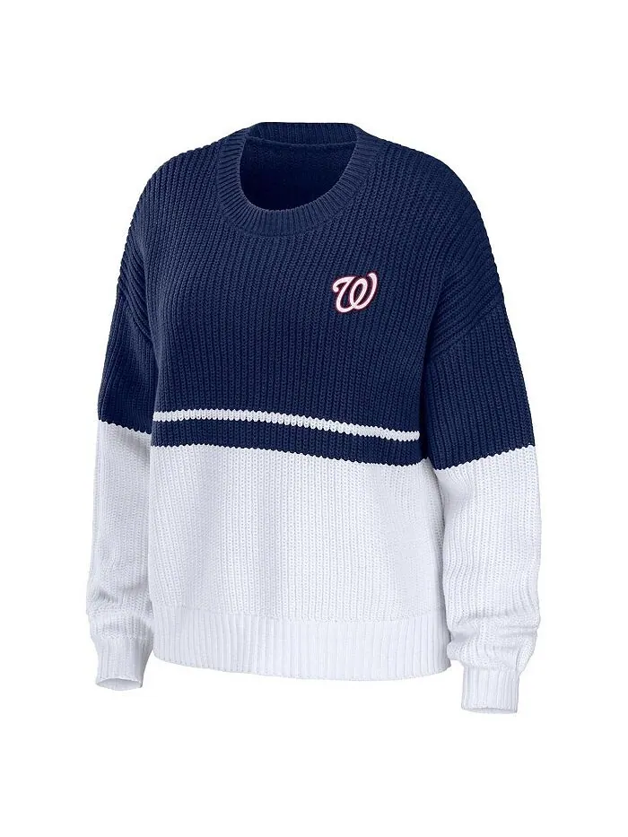 Женский массивный пуловер темно-синего цвета белого цвета Washington Nationals WEAR by Erin Andrews — изображение 2 из 3