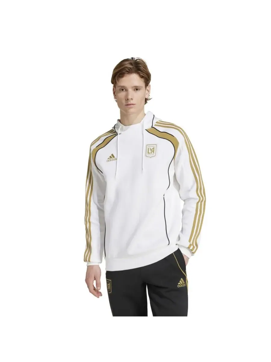 Adidas Мужская белая толстовка с капюшоном LAFC 2025 Travel Pullover Hoodie