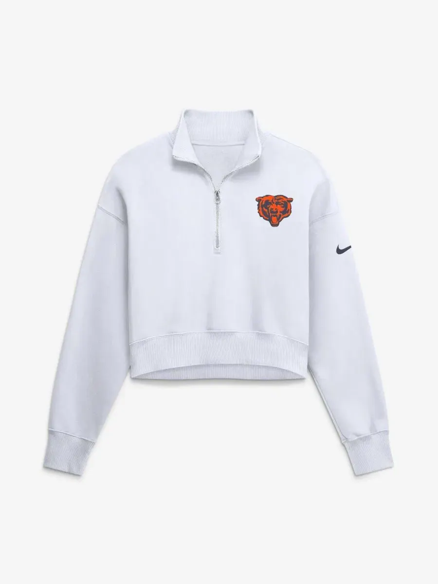 Женский оверсайз свитшот с четверть-молнией Nike Chicago Bears — изображение 1 из 2, белый