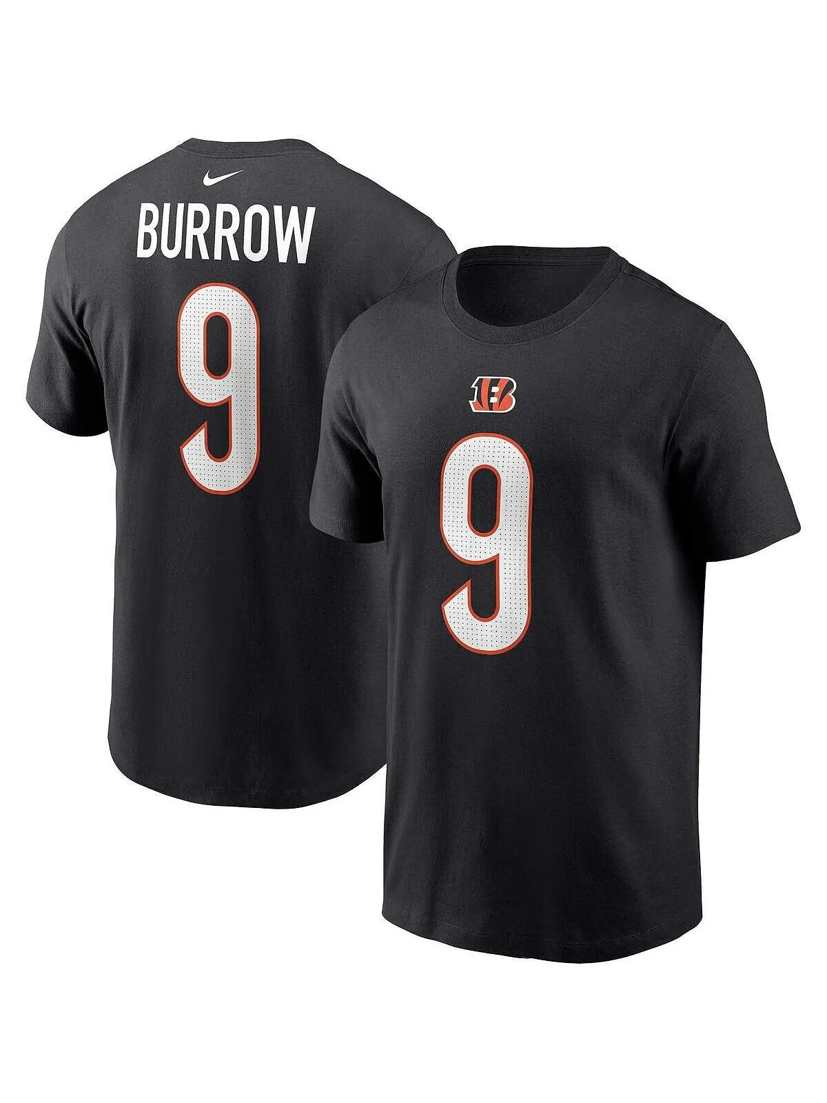 Мужская черная футболка с именем и номером игрока команды Cincinnati Bengals Joe Burrow Nike — изображение 1 из 1, черный