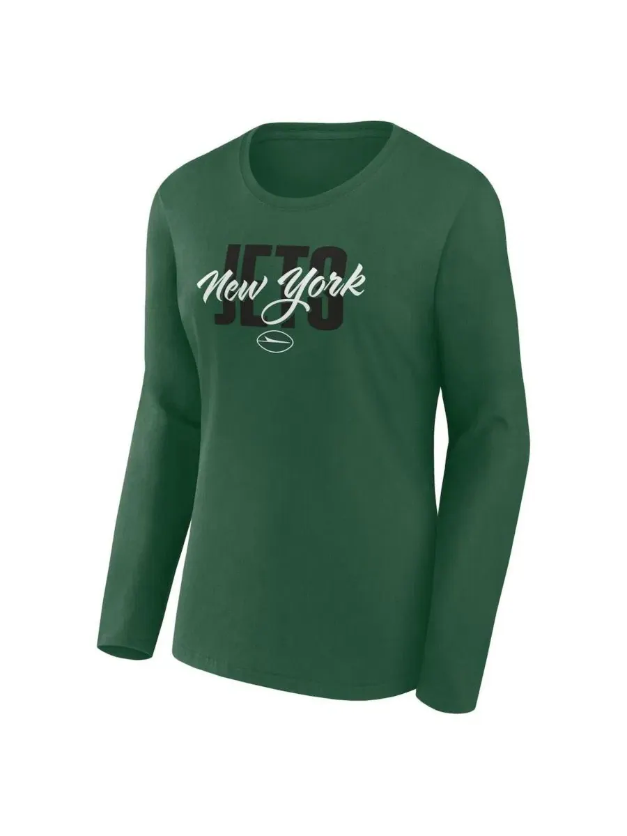 Футболка с длинным рукавом и круглым вырезом New York Jets Fanatics — изображение 3 из 3, зеленый