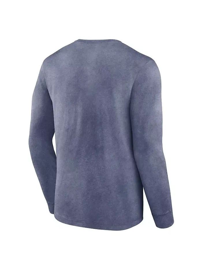 Мужская футболка с длинным рукавом Heather Deep Sea Blue Distressed Seattle Kraken Keep The Zone — изображение 3 из 3