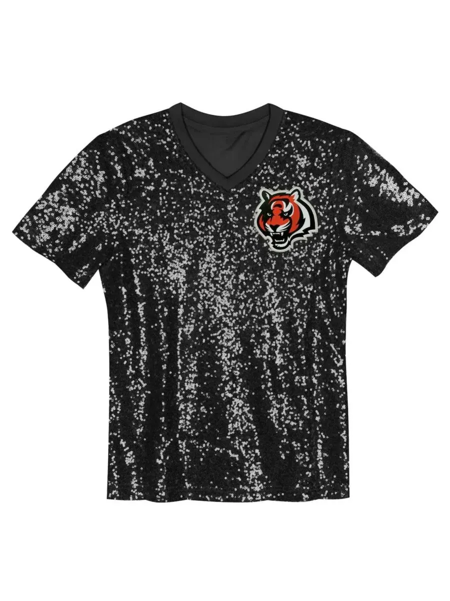 Топ с V-образным вырезом с пайетками в цветах команды Cincinnati Bengals Outerstuff — изображение 2 из 3, черный