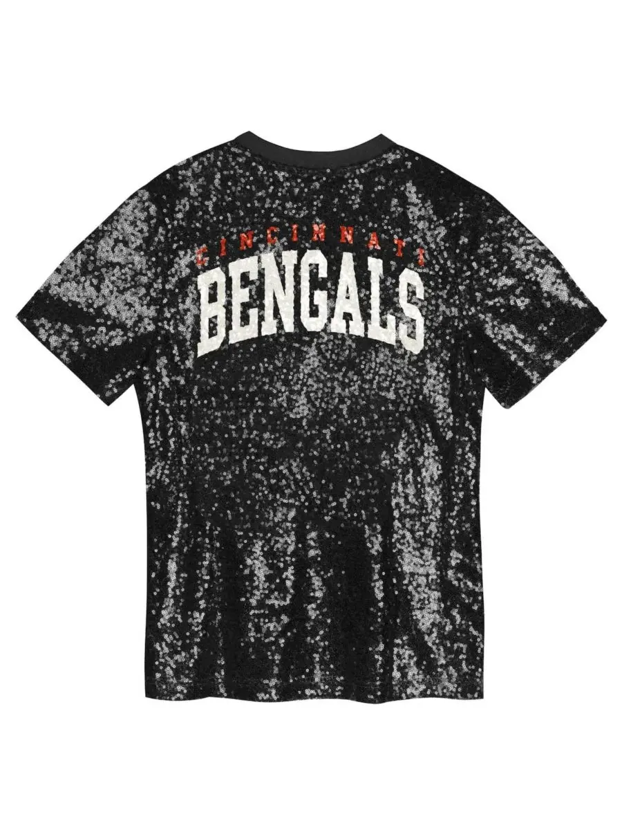 Топ с V-образным вырезом с пайетками в цветах команды Cincinnati Bengals Outerstuff — изображение 3 из 3, черный