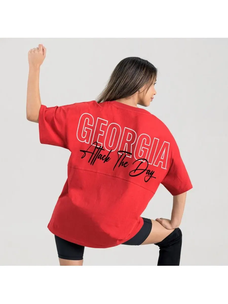 Футболка оверсайз с вышивкой команды Georgia Bulldogs Gameday Couture — изображение 2 из 5, красный