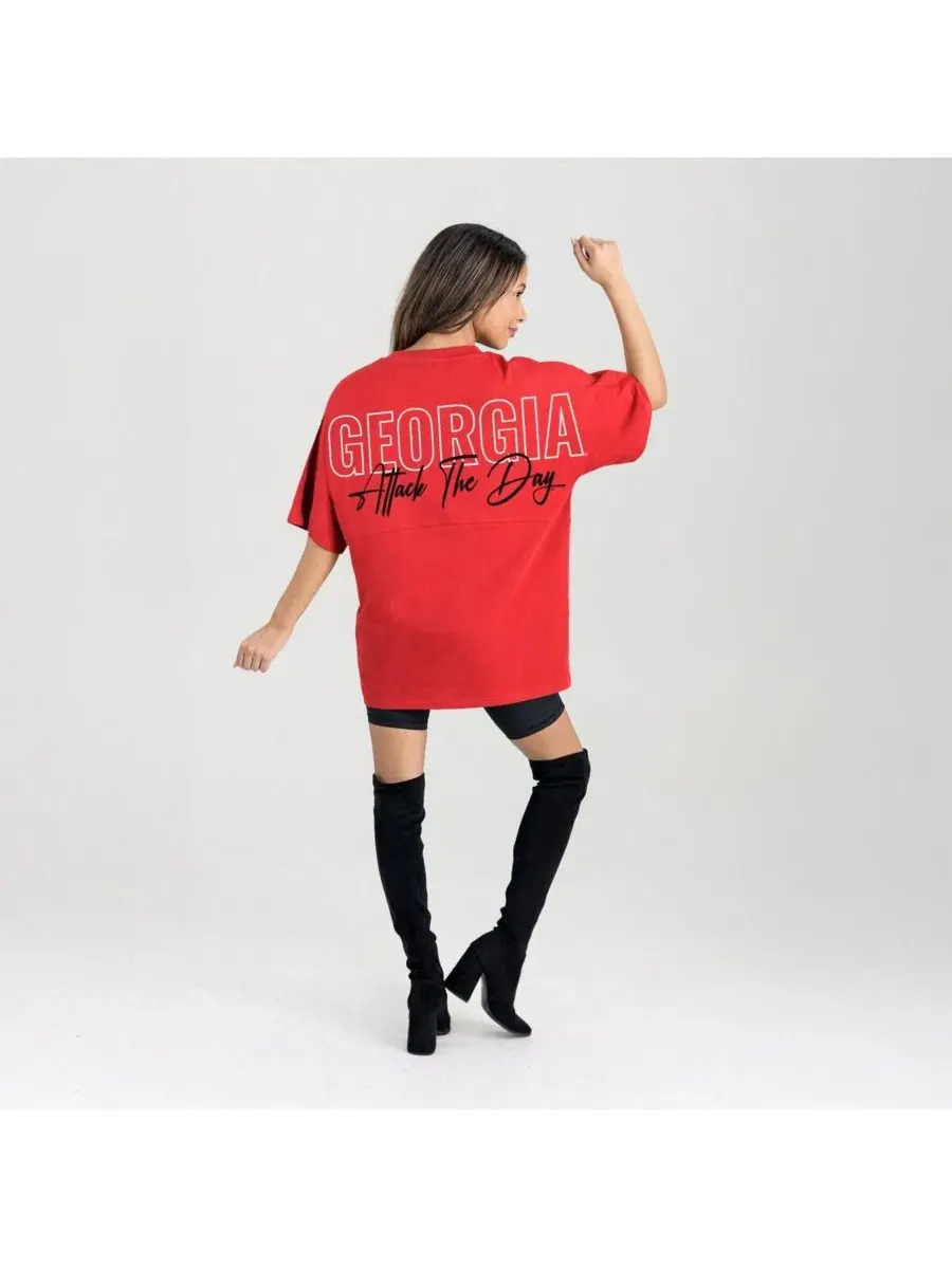 Футболка оверсайз с вышивкой команды Georgia Bulldogs Gameday Couture — изображение 4 из 5, красный