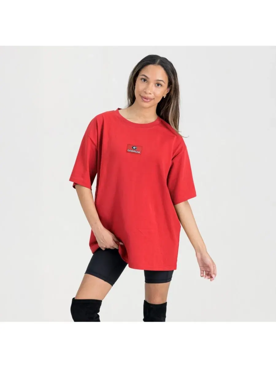 Футболка оверсайз с вышивкой команды Georgia Bulldogs Gameday Couture — изображение 5 из 5, красный