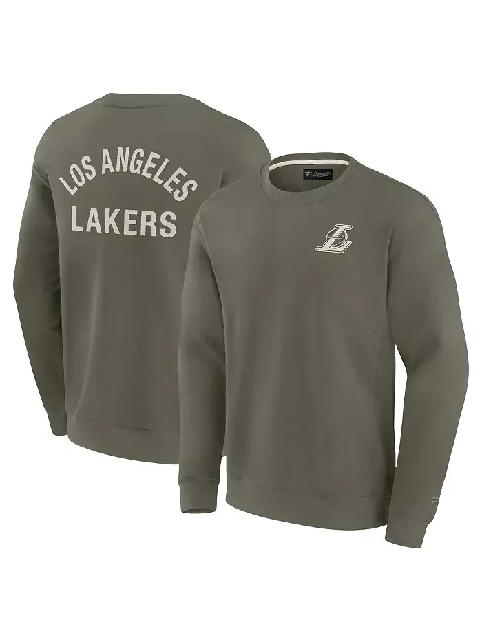 Мужская и женская оливковая супермягкая толстовка с круглым вырезом Los Angeles Lakers Fanatics — изображение 1 из 3
