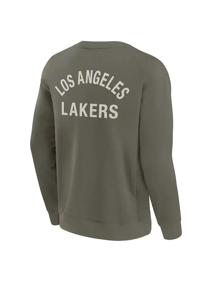 Мужская и женская оливковая супермягкая толстовка с круглым вырезом Los Angeles Lakers Fanatics — изображение 3 из 3