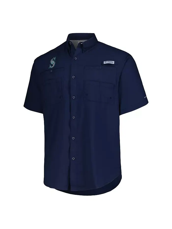Мужская голубая рубашка на пуговицах Seattle Mariners Tamiami Omni-Shade Columbia — изображение 4 из 4
