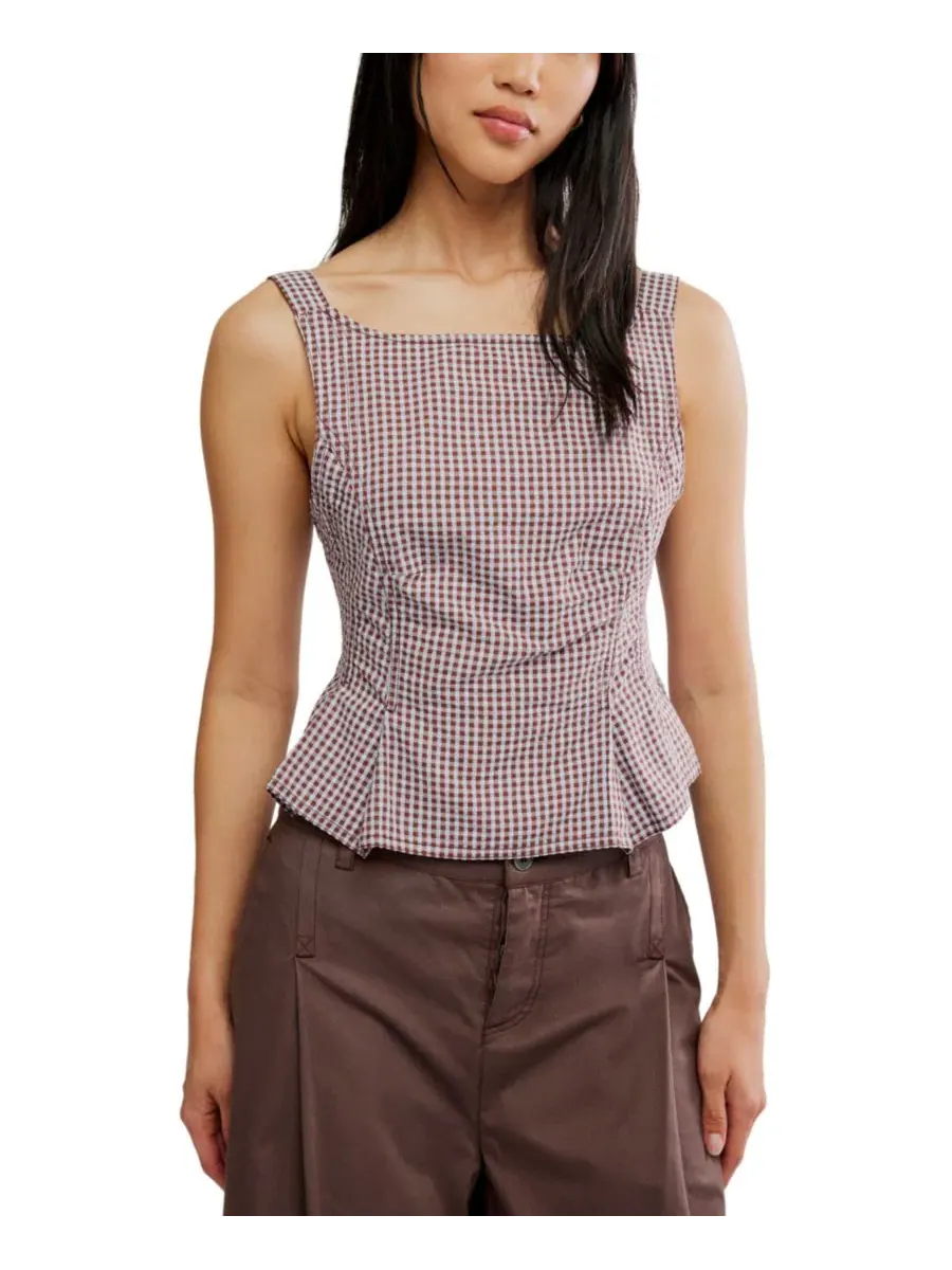 Топ без рукавов с баской Sun Faded Boat Neck Free People, Frosty Lilac Combo