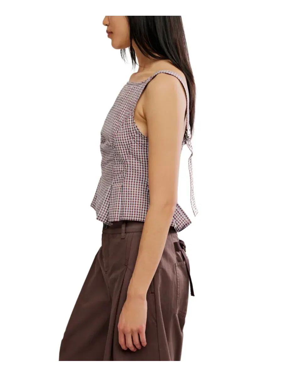 Топ без рукавов с баской Sun Faded Boat Neck Free People, Frosty Lilac Combo — изображение 3 из 5