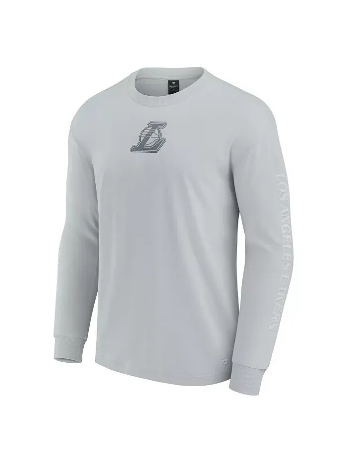 Мужская серая футболка с длинным рукавом Los Angeles Lakers Elements Strive Fanatics — изображение 2 из 3