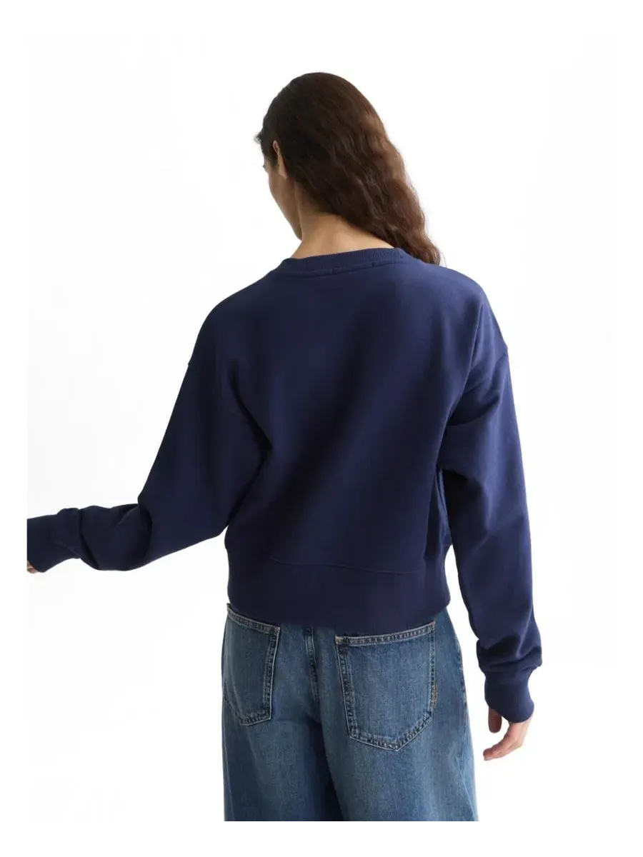 Свитшот свободного кроя с ленточной вышивкой Scotch and Soda, Peacoat — изображение 2 из 5