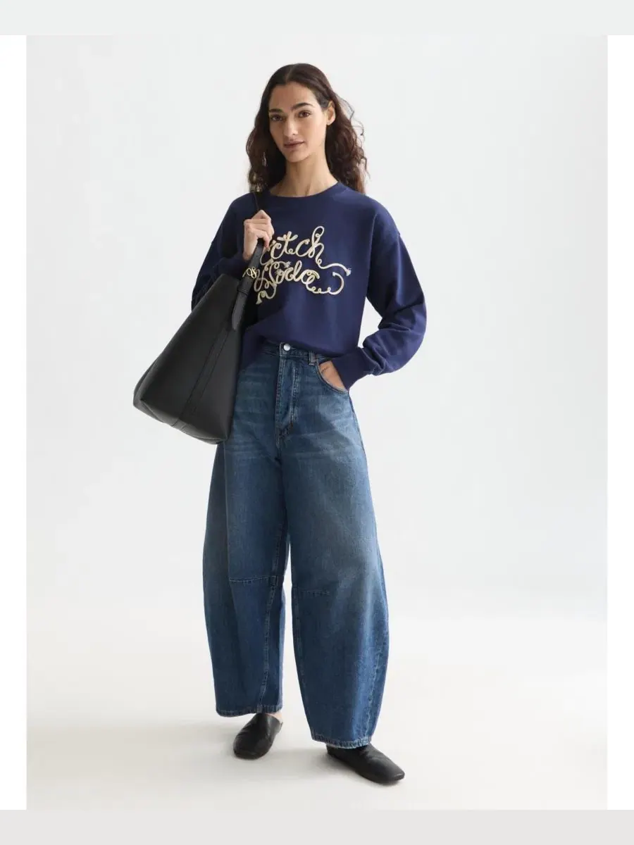 Свитшот свободного кроя с ленточной вышивкой Scotch and Soda, Peacoat — изображение 3 из 5