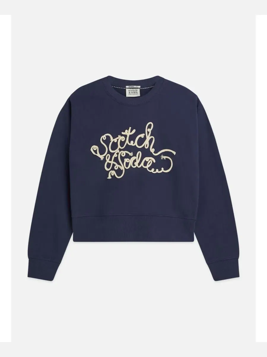 Свитшот свободного кроя с ленточной вышивкой Scotch and Soda, Peacoat — изображение 4 из 5