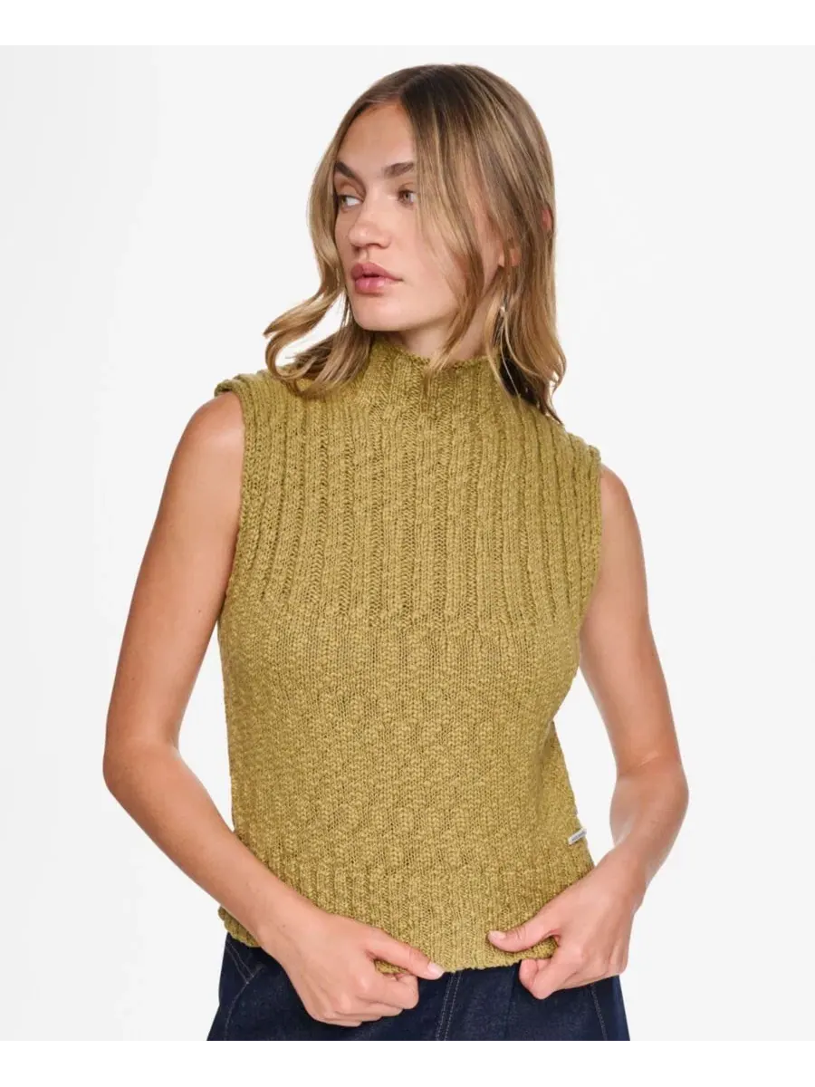 Свитер без рукавов с высоким воротом и узором коса DKNY Jeans, Crocodile — изображение 2 из 5