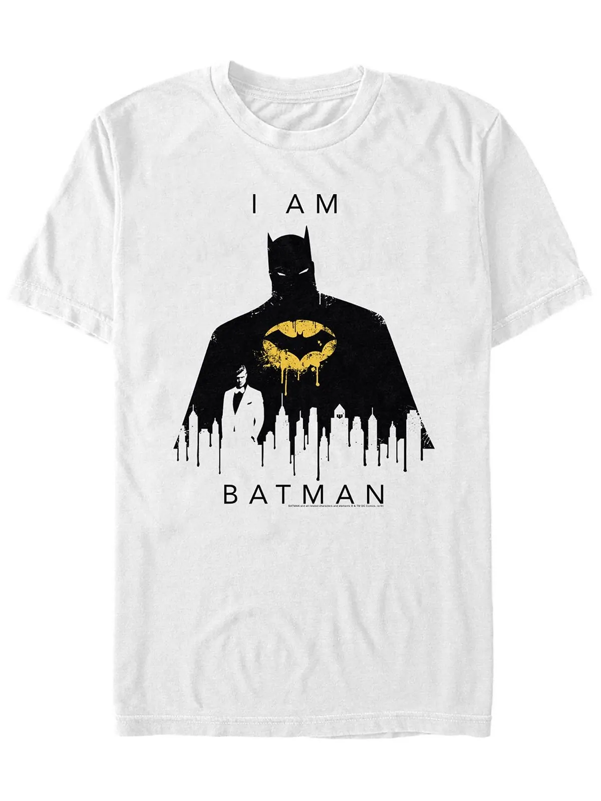 Мужская футболка с коротким рукавом i am batman city silhouette Fifth Sun — изображение 1 из 1, белый