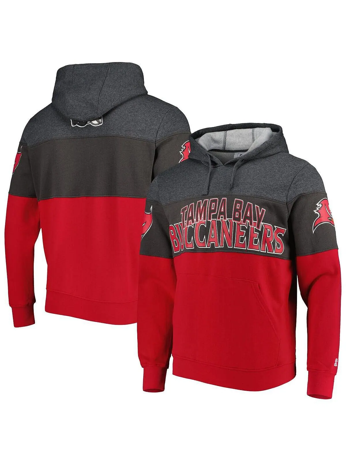 Мужская темно-серая, красная толстовка с капюшоном tampa bay buccaneers extreme pullover Starter — изображение 1 из 4, мульти