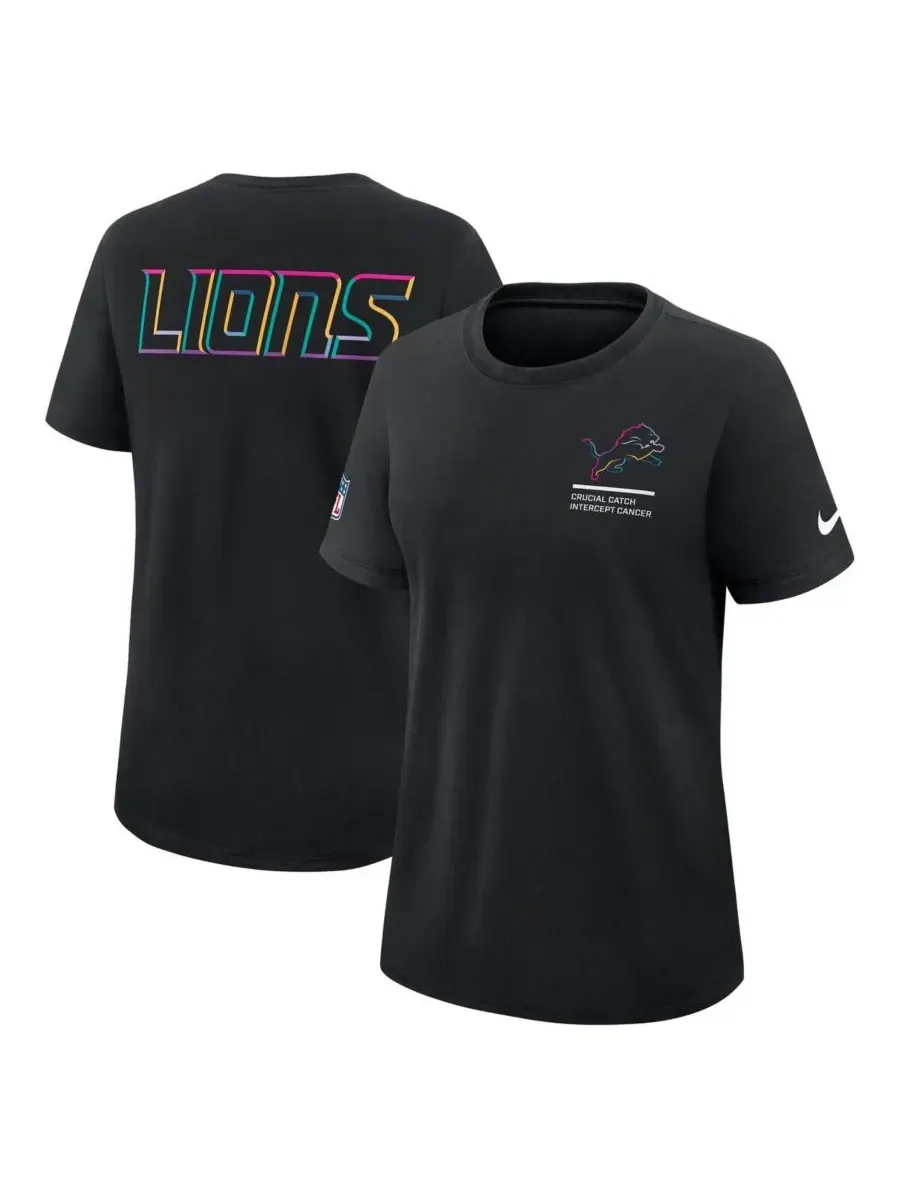 Nike Женская черная футболка Detroit Lions 2025 NFL Crucial Catch Tri-Blend Dri-FIT — изображение 4 из 5, черный