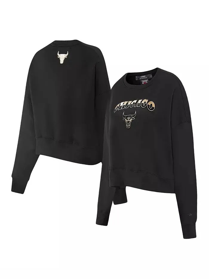 Женская черная укороченная толстовка Chicago Bulls Glam Pro Standard — изображение 1 из 4
