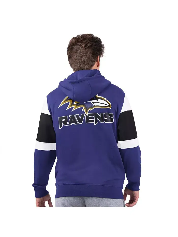 Мужская фиолетовая толстовка с молнией Baltimore Ravens Extreme Full-Zip Hoodie Starter — изображение 2 из 2