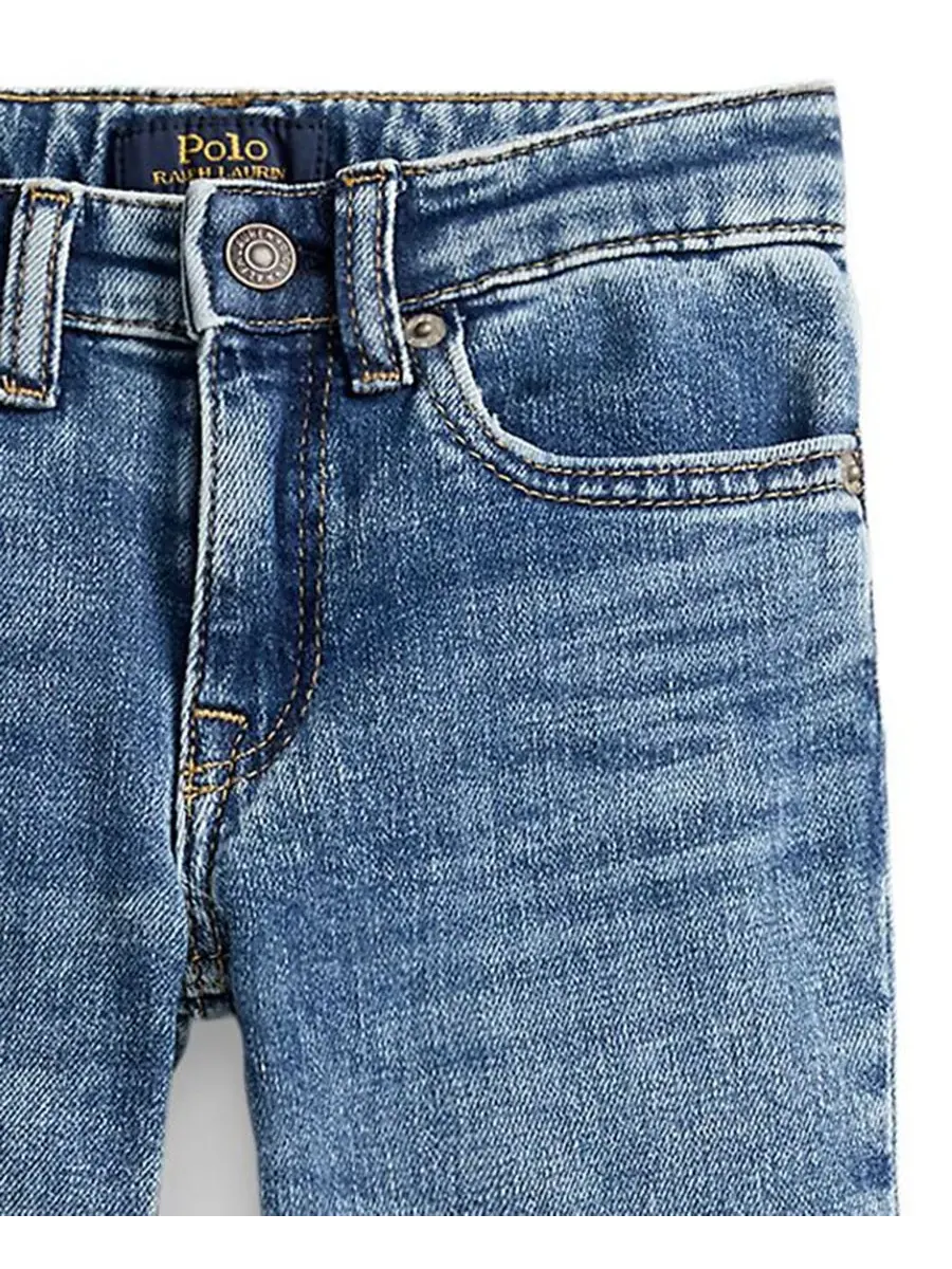 Джинсы-клеш из эластичного денима для девочек, размеры 2T-6X Polo Ralph Lauren, Kindal Wash — изображение 4 из 9