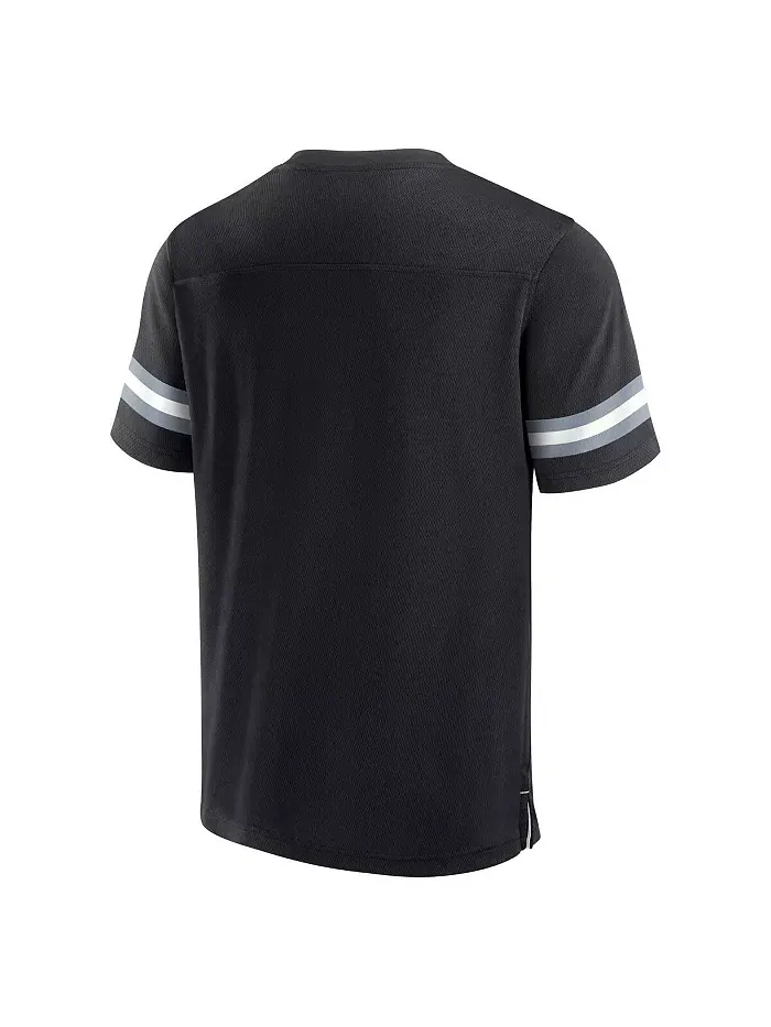Мужская черная футболка с V-образным вырезом Las Vegas Raiders Jersey Tackle Fanatics — изображение 3 из 3