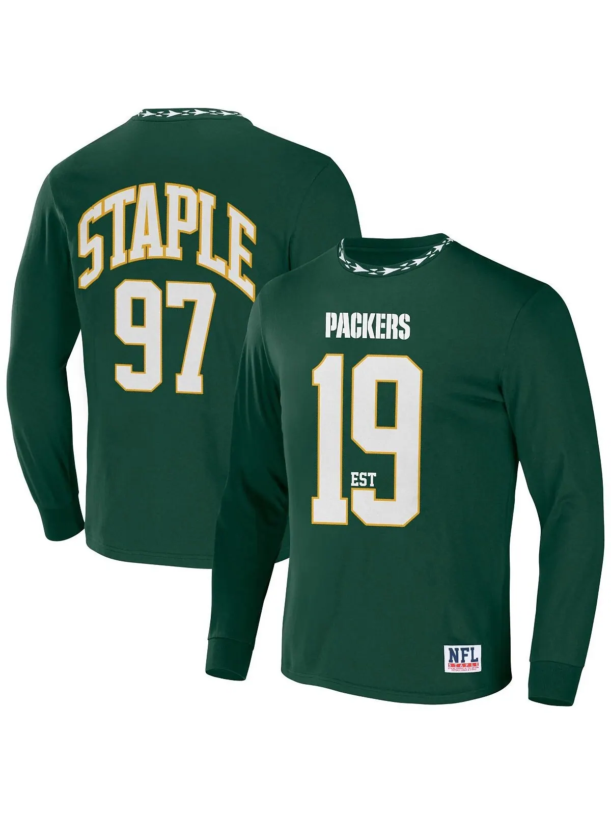 Мужская футболка nfl x staple hunter green green bay packers core с длинным рукавом в стиле джерси