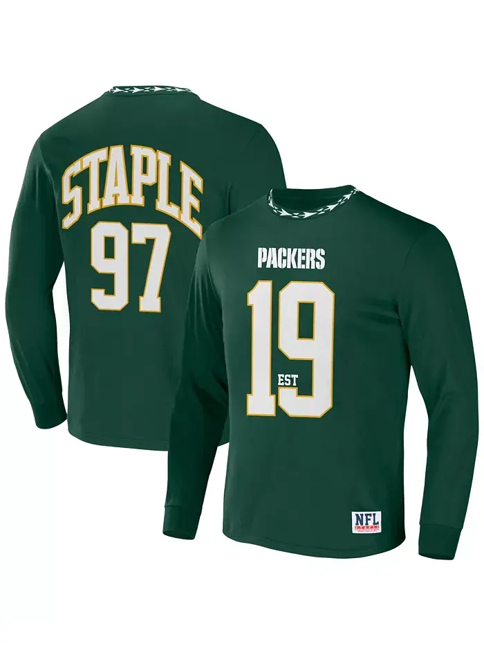 Мужская футболка с длинным рукавом NFL X Staple Hunter Green в стиле джерси Green Bay Packers Core
