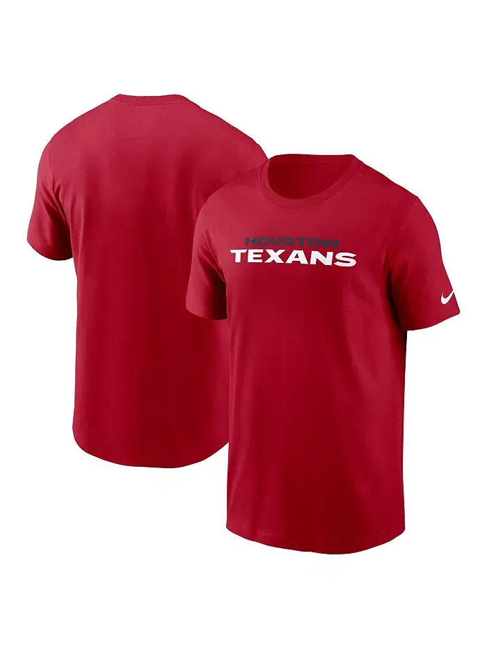 Мужская футболка Houston Texans Primetime Wordmark Essential красного цвета Nike — изображение 1 из 3
