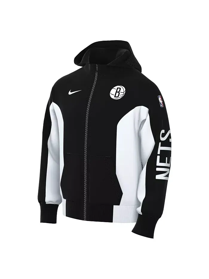 Мужская черная худи Brooklyn Nets 2023/24 Authentic Showtime на молнии Nike — изображение 2 из 3