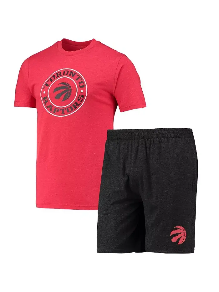 Мужской спальный комплект Toronto Raptors: футболка и шорты черного и красного цветов Concepts Sport — изображение 1 из 4