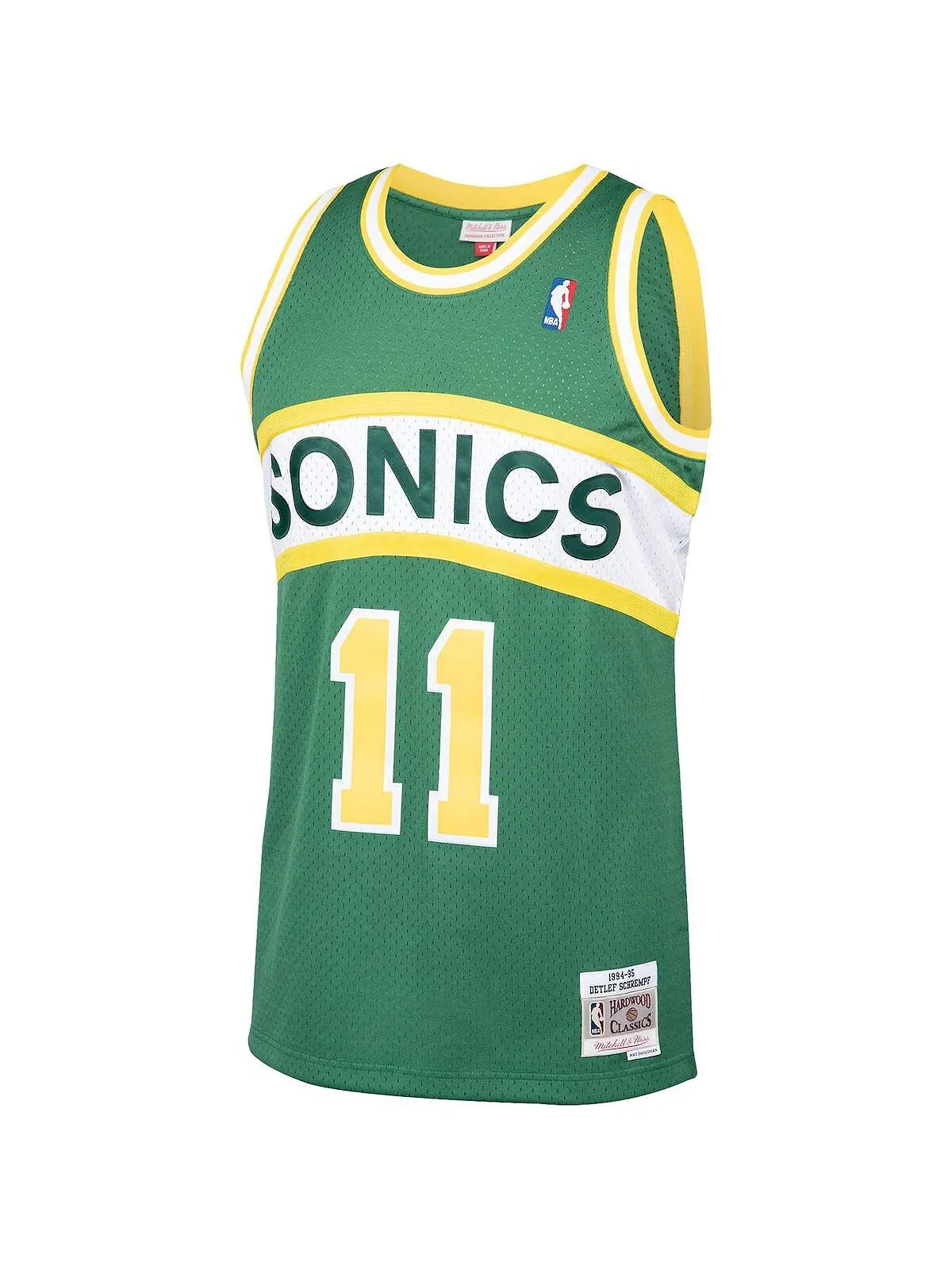 Мужская футболка detlef schrempf green seattle supersonics 1994-95 hardwood classics swingman — изображение 2 из 3, зеленый