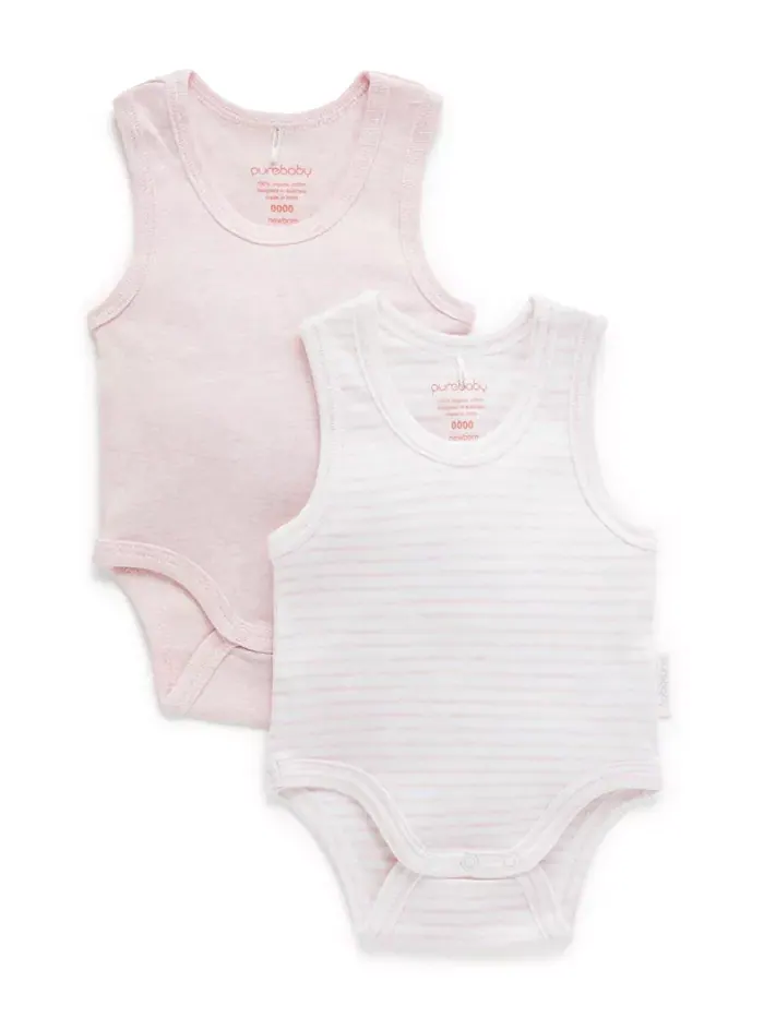 Боди для девочек из ребристой ткани, 2 шт Purebaby — без цвета