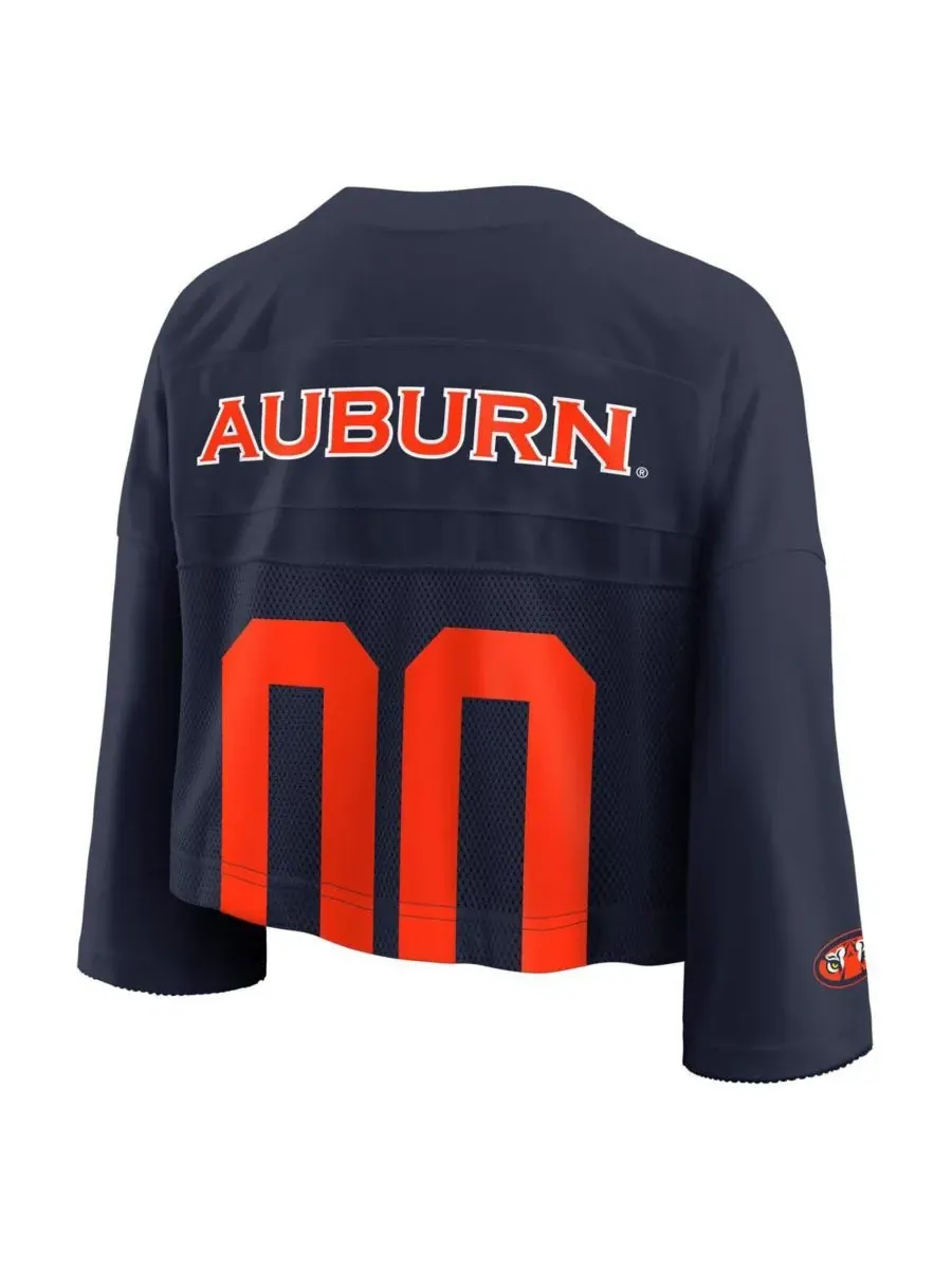 Nike Женская укороченная сетчатая футболка с символикой команды Auburn Tigers темно-синего цвета — изображение 3 из 3
