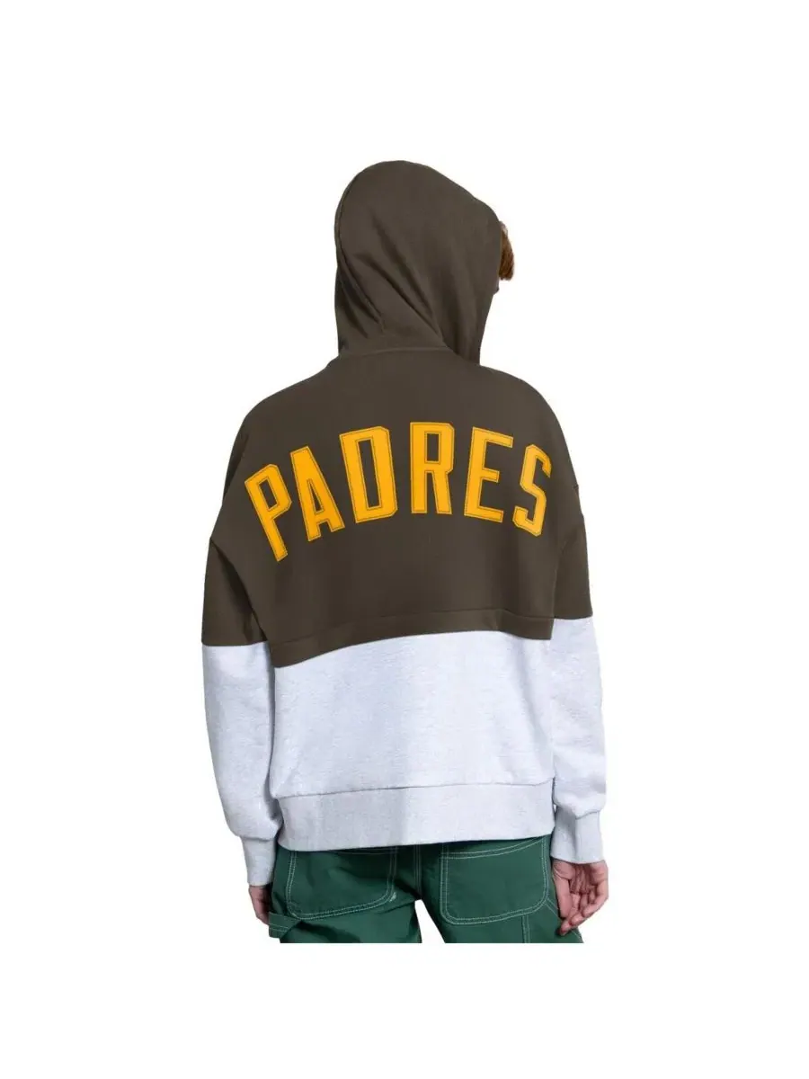 Женская коричнево-серая толстовка на молнии с символикой San Diego Padres Wishbone Starter — изображение 2 из 4