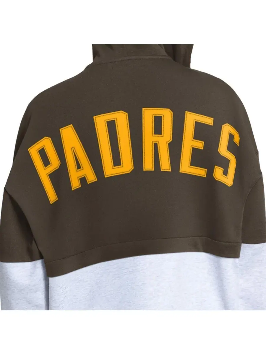 Женская коричнево-серая толстовка на молнии с символикой San Diego Padres Wishbone Starter — изображение 4 из 4