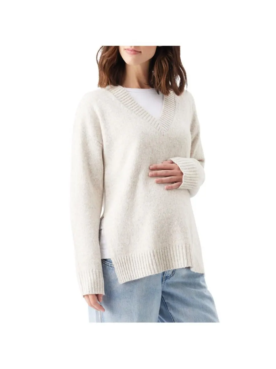 Вязаный комбинезон для кормящих мам Vera Ripe Maternity, Oat marle — изображение 2 из 3